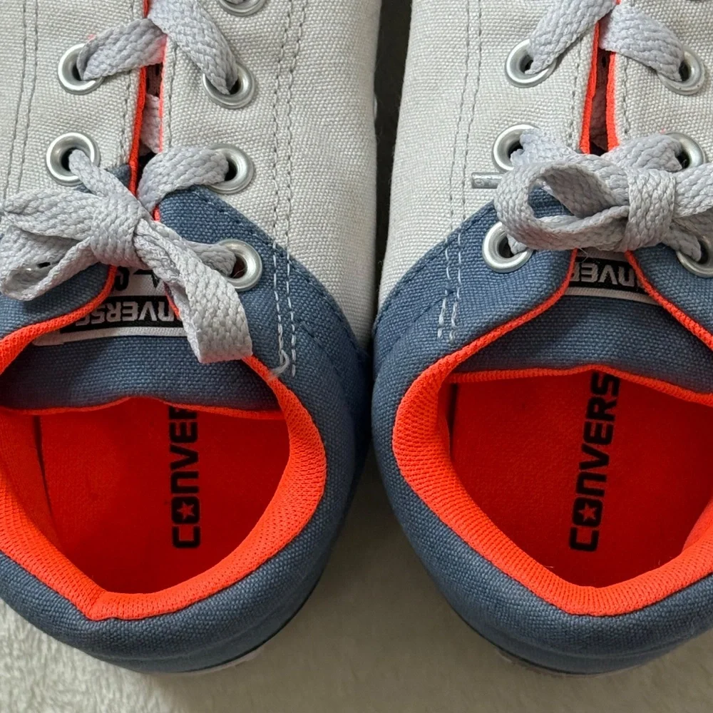 Converse All Star Low Top Blue Orange & White Sneakers Size 5 Junior